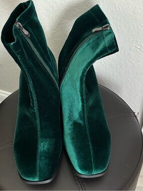 Green Velvet Ankle Boots